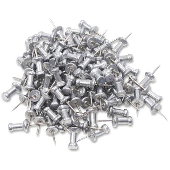 Image of GEM® Aluminum Head Push Pins, Aluminum, Silver, 0.38", 100/Box