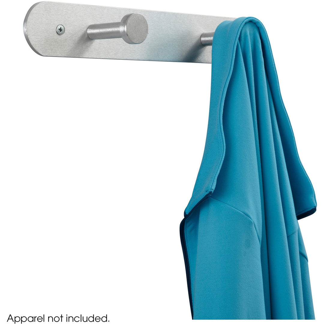 Image of Safco® Nail Head Wall Coat Rack, Two Hooks, Metal, 12w X 2.75d X 2h, Satin