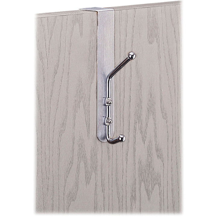 Image of Safco® Over-The-Door Double Coat Hook, Chrome-Plated Steel, Satin Aluminum Base