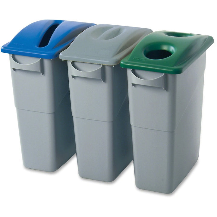 Image of Rubbermaid Commercial 270388BE Slim Jim Paper Recycling Container Lid, Rectangular, Resin, Blue, 1 Each