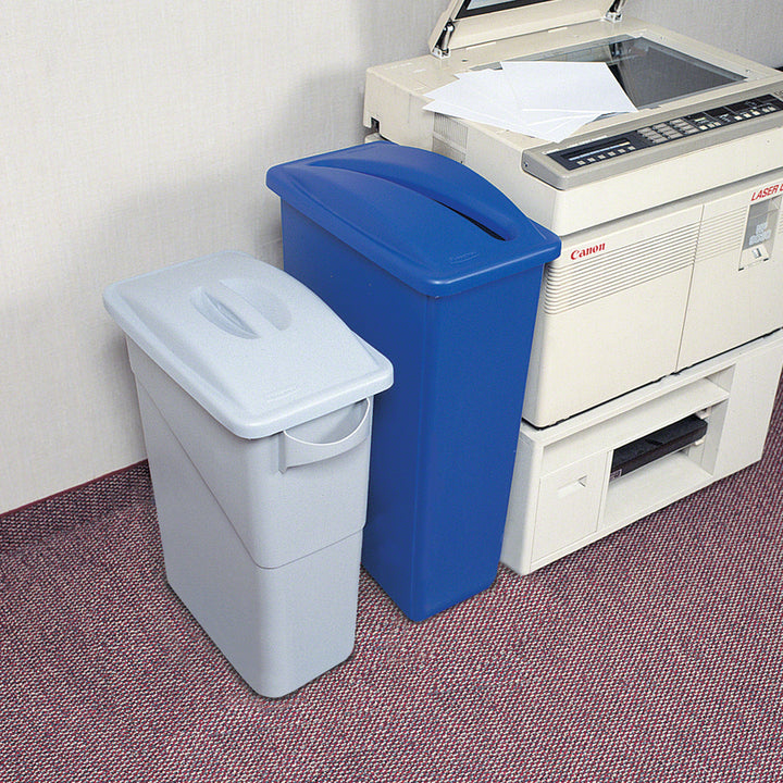 Image of Rubbermaid Commercial 270388BE Slim Jim Paper Recycling Container Lid, Rectangular, Resin, Blue, 1 Each