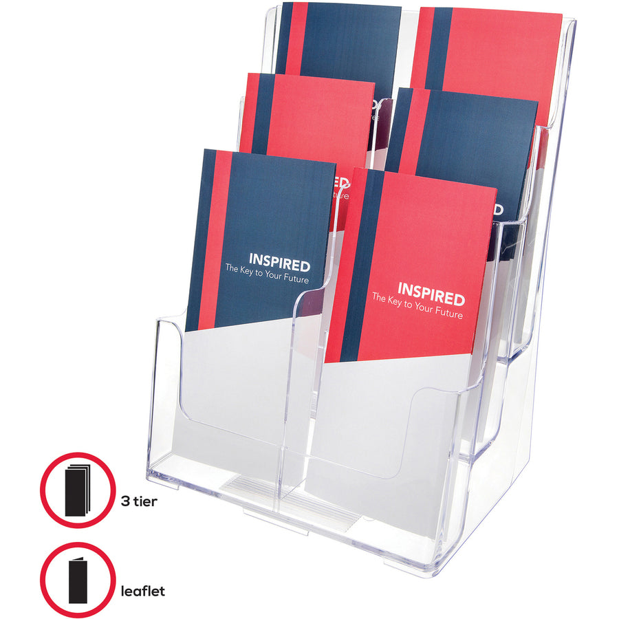 Image of deflecto® 6-Compartment DocuHolder, Leaflet Size, 9.63w x 6.25d x 12.63h, Clear