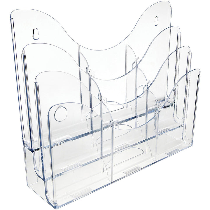 Image of deflecto® 3-Tier Document Organizer W/6 Removable Dividers, 14w X 3.5d X 11.5h, Clear