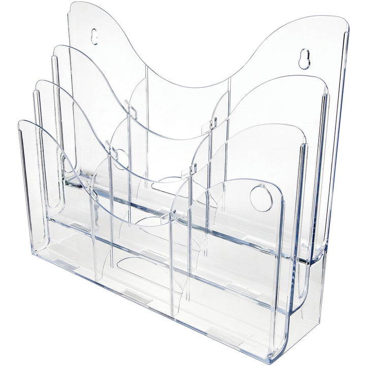 Image of deflecto® 3-Tier Document Organizer W/6 Removable Dividers, 14w X 3.5d X 11.5h, Clear