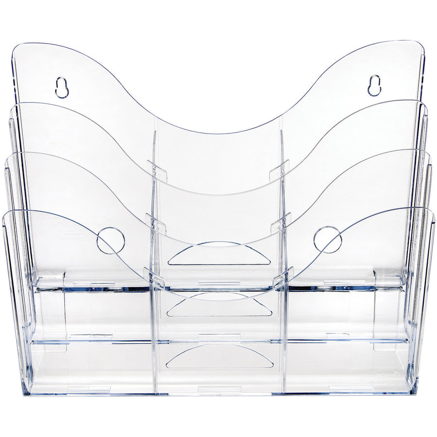 Image of deflecto® 3-Tier Document Organizer W/6 Removable Dividers, 14w X 3.5d X 11.5h, Clear