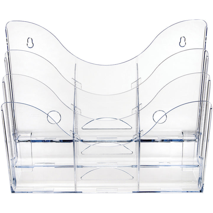 Image of deflecto® 3-Tier Document Organizer W/6 Removable Dividers, 14w X 3.5d X 11.5h, Clear