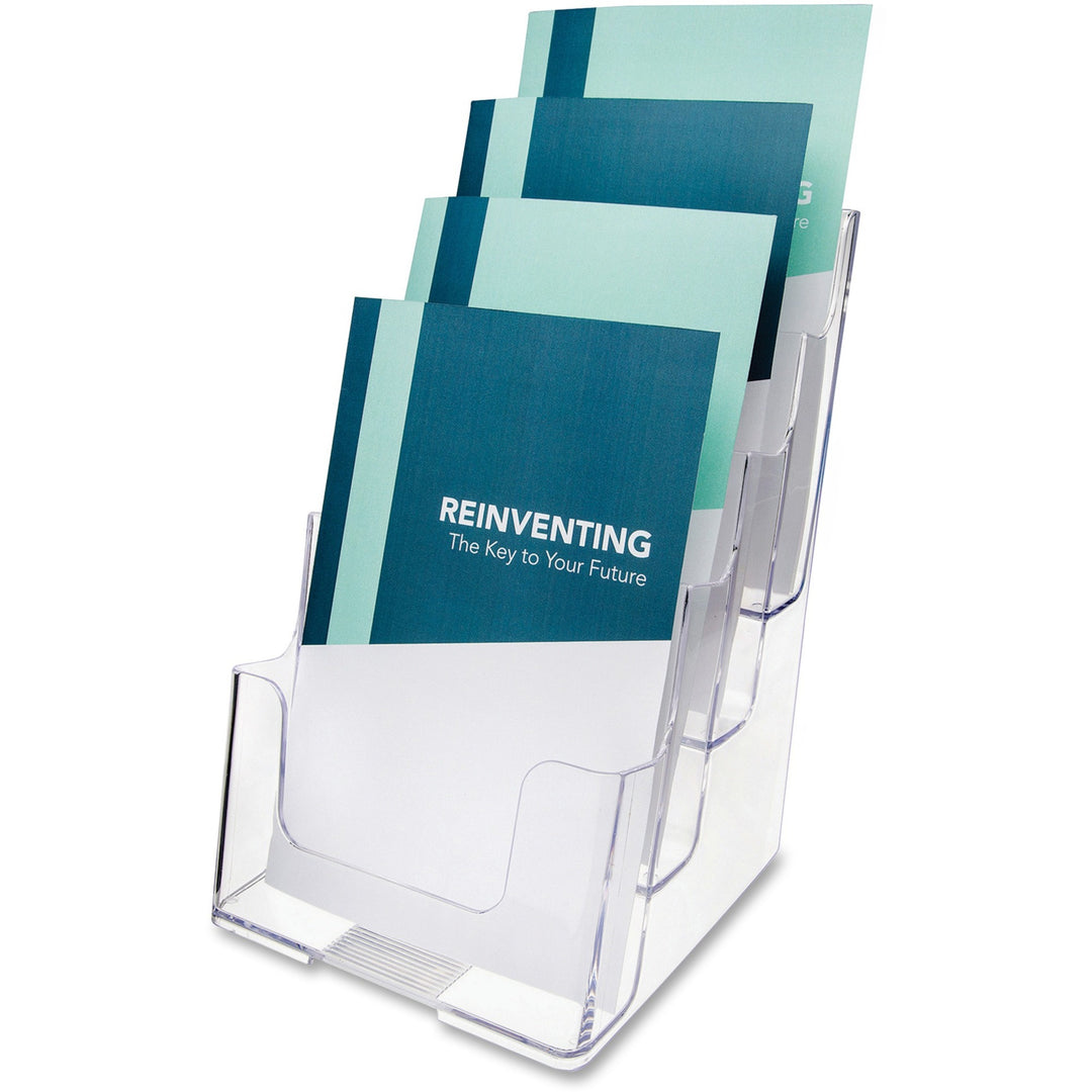 Image of deflecto® 4-Compartment Docuholder, Booklet Size, 6.88w X 6.25d X 10h, Clear