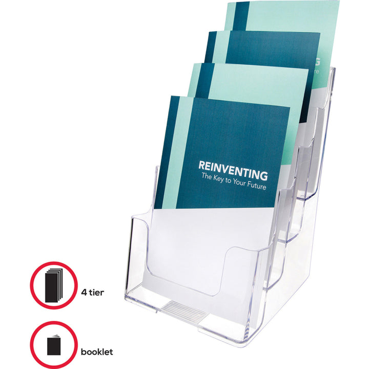 Image of deflecto® 4-Compartment Docuholder, Booklet Size, 6.88w X 6.25d X 10h, Clear