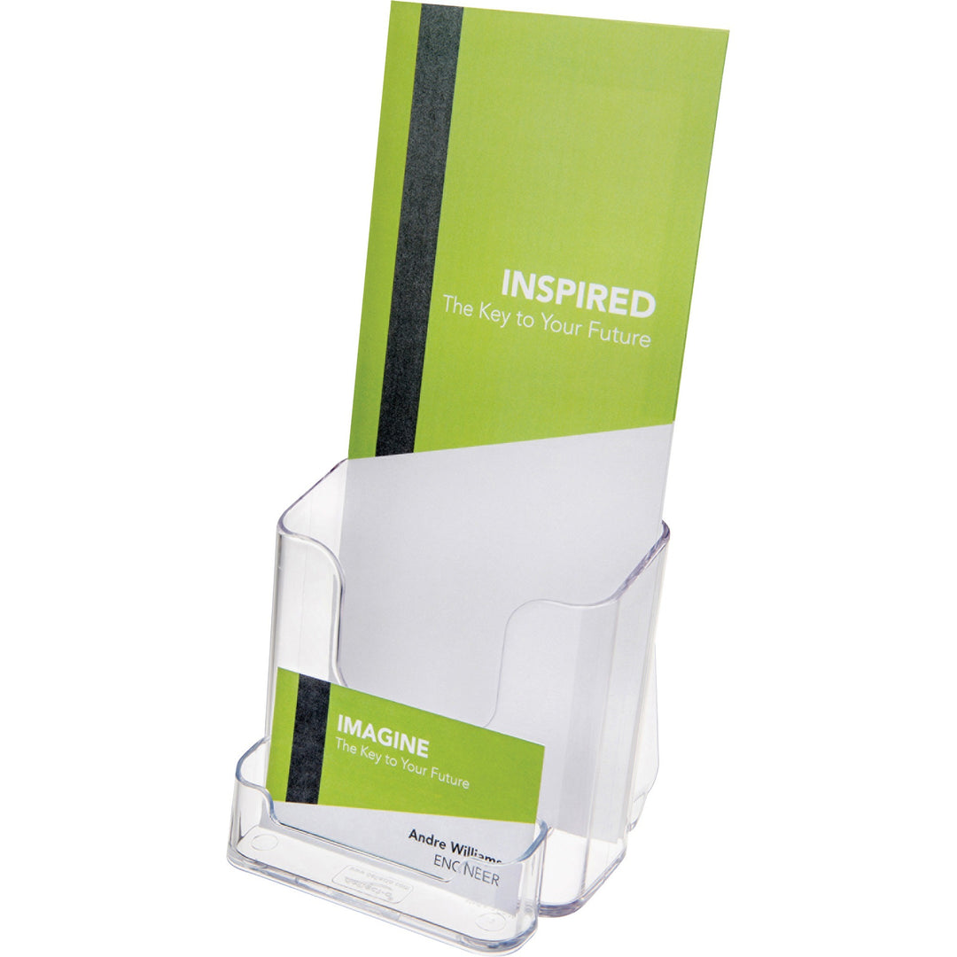 Image of deflecto® Docuholder For Countertop/wall-Mount W/card Holder, 4.38w X 4.25d X 7.75h, Clear