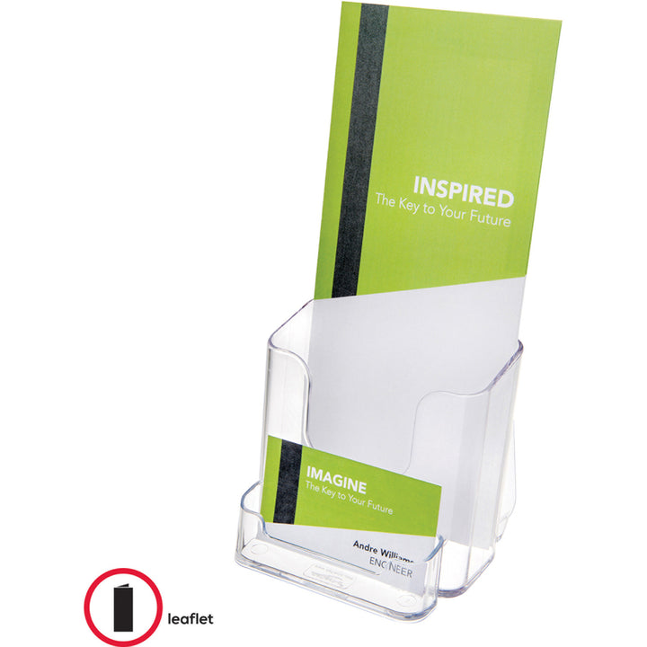 Image of deflecto® Docuholder For Countertop/wall-Mount W/card Holder, 4.38w X 4.25d X 7.75h, Clear