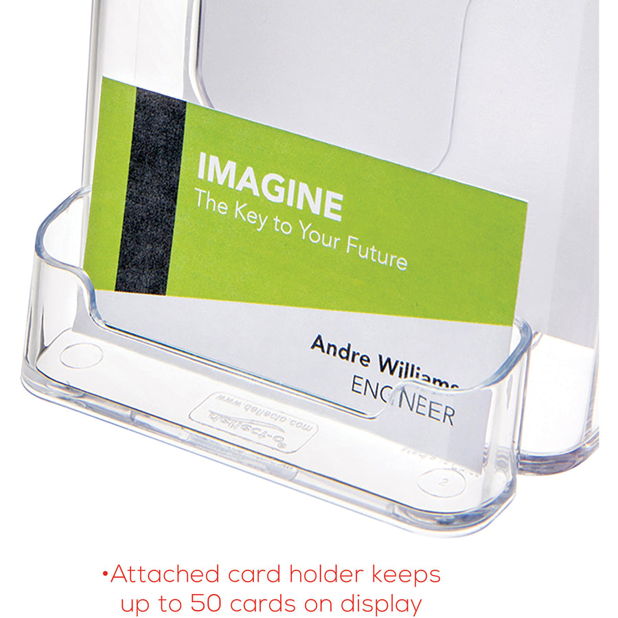 Image of deflecto® Docuholder For Countertop/wall-Mount W/card Holder, 4.38w X 4.25d X 7.75h, Clear