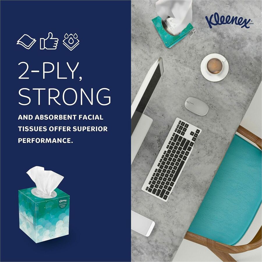 Image of Kleenex 21270 Professional Facial Tissue 2-ply, 2 Ply, 8.40" W x 8" Length, White, 95 / Box