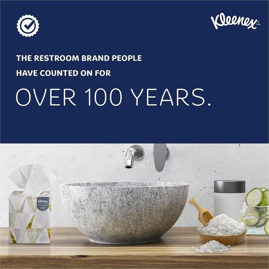 Image of Kleenex 21270 Professional Facial Tissue 2-ply, 2 Ply, 8.40" W x 8" Length, White, 95 / Box