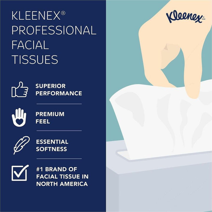 Image of Kleenex 21270 Professional Facial Tissue 2-ply, 2 Ply, 8.40" W x 8" Length, White, 95 / Box