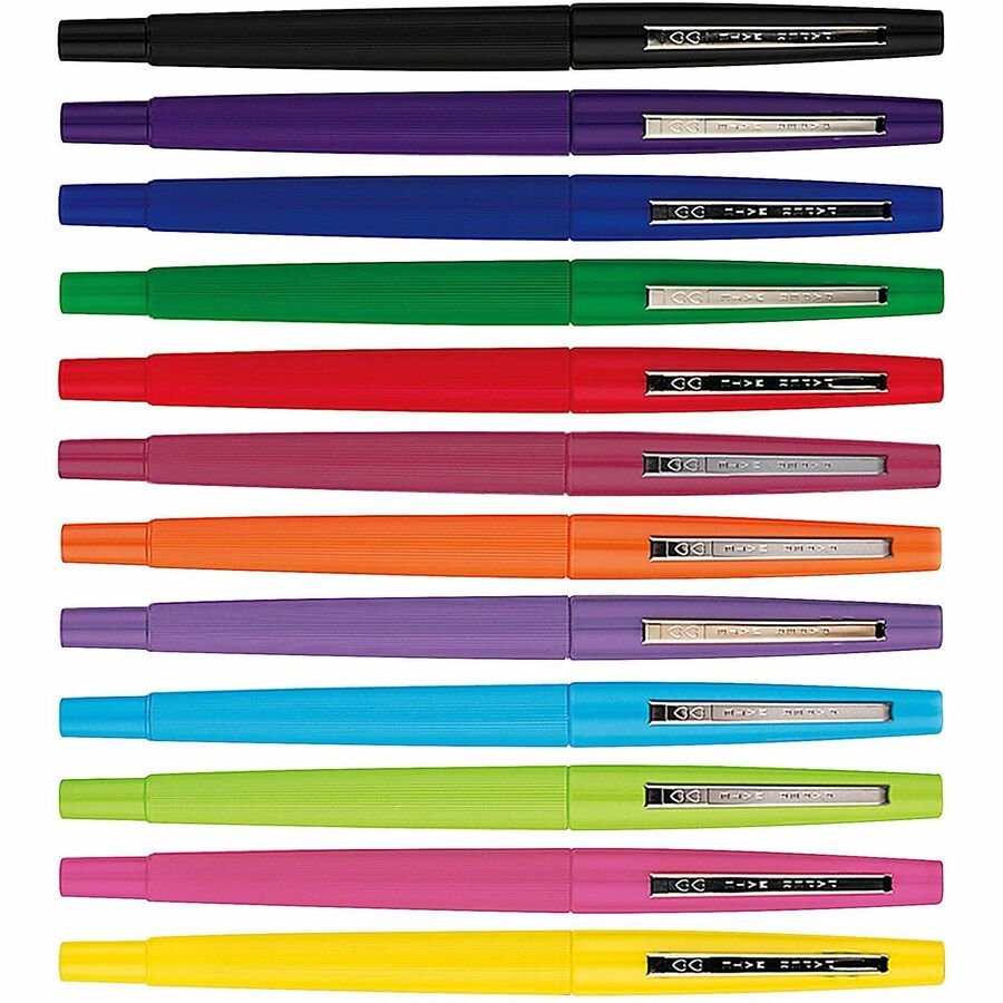 Image of Paper Mate 74423 Flair Felt Tip Pens, 0.7 mm Pen Point, Assorted Ink, Assorted Barrel, Nylon Tip, 12 / Pack
