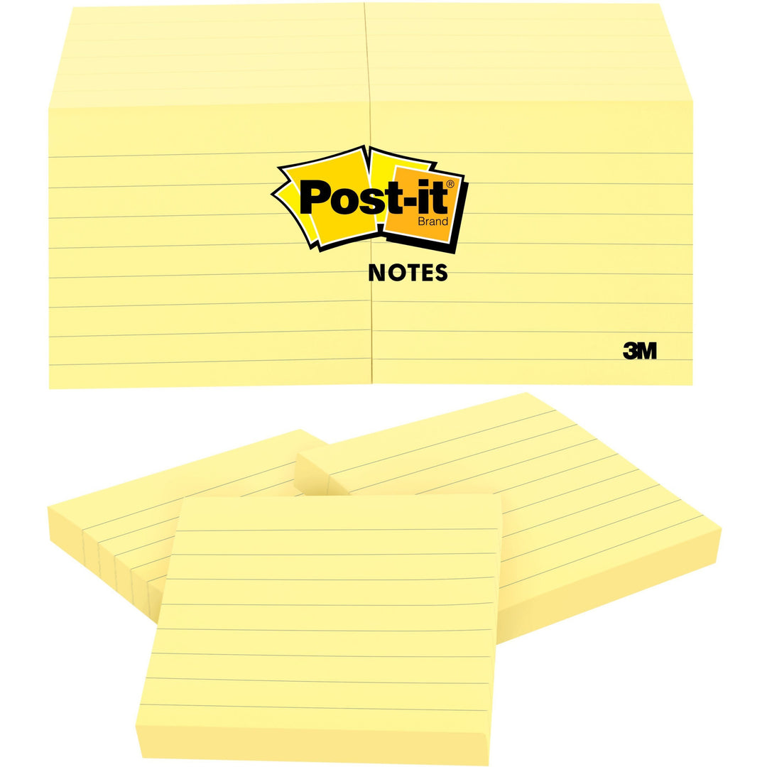 Image of 3M Post-it Notes, Lined, 3"x3", 100 Sheets/PD, 12/PK, Yellow