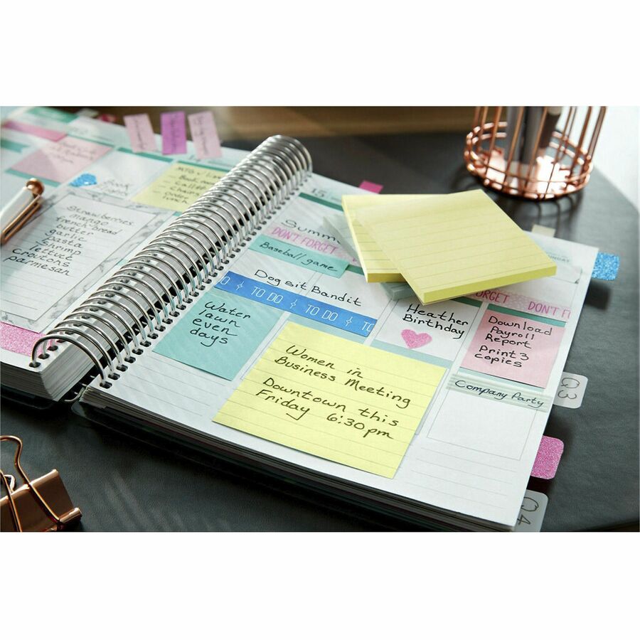 Image of 3M Post-it Notes, Lined, 3"x3", 100 Sheets/PD, 12/PK, Yellow