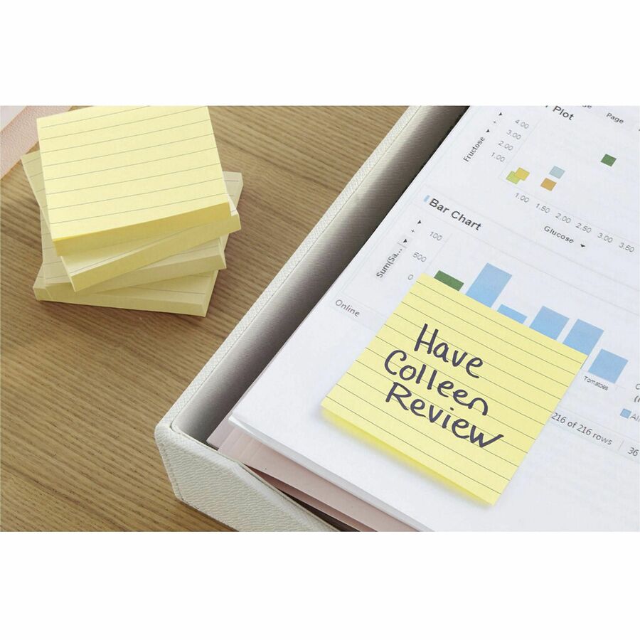 Image of 3M Post-it Notes, Lined, 3"x3", 100 Sheets/PD, 12/PK, Yellow