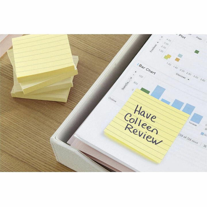 Image of 3M Post-it Notes, Lined, 3"x3", 100 Sheets/PD, 12/PK, Yellow
