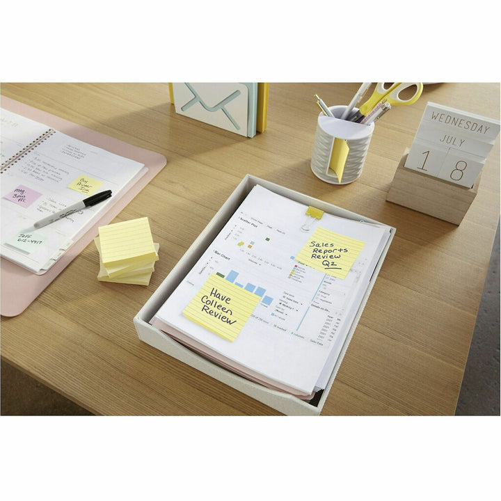 Image of 3M Post-it Notes, Lined, 3"x3", 100 Sheets/PD, 12/PK, Yellow