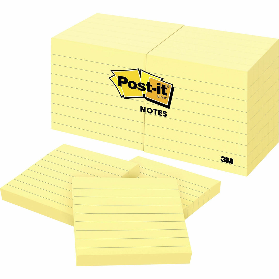 Image of 3M Post-it Notes, Lined, 3"x3", 100 Sheets/PD, 12/PK, Yellow