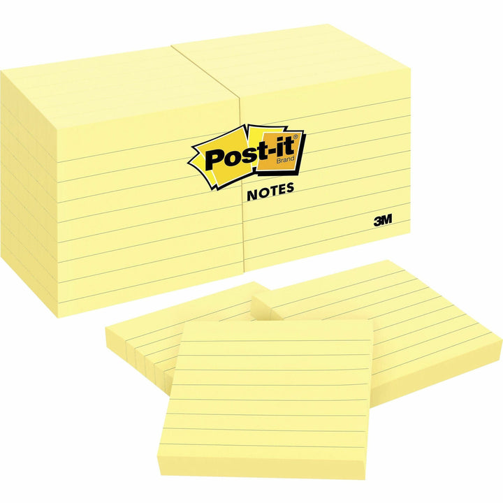 Image of 3M Post-it Notes, Lined, 3"x3", 100 Sheets/PD, 12/PK, Yellow