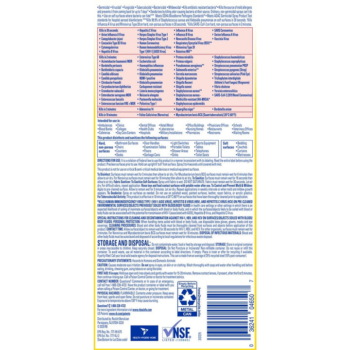 Image of Professional Lysol 04650 Original Disinfectant Spray, 19 fl oz (0.6 quart), Original Scent, Clear, 1 Each