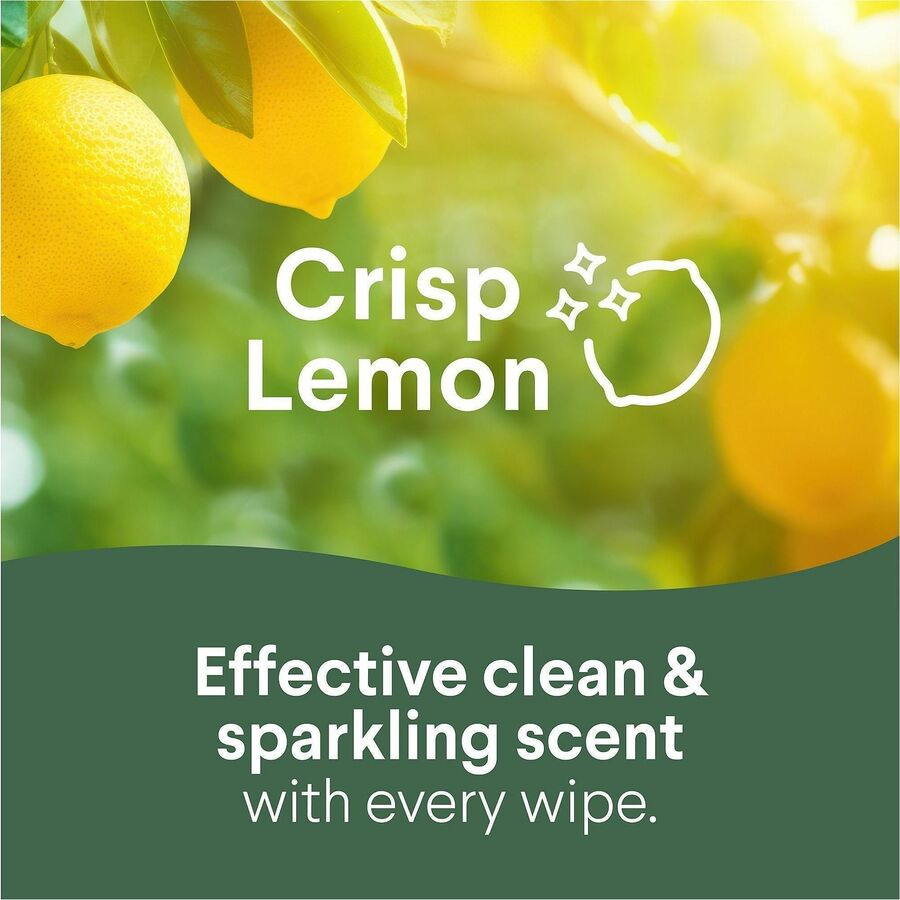Image of Clorox 01594 Disinfecting Cleaning Wipes, Ready-To-Use, Crisp Lemon Scent, Disposable, Bleach-free, Yellow, 35/Tub, 1 Each