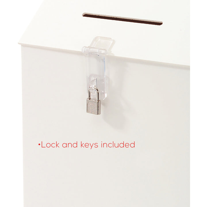 Image of deflecto® Suggestion Box Literature Holder with Locking Top, 13.75 x 3.63 x 13.94, Plastic, White