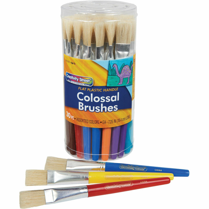 Image of Creativity Street 5167 Flat Colossal Brushes, Plastic Assorted Handle, 1 Set