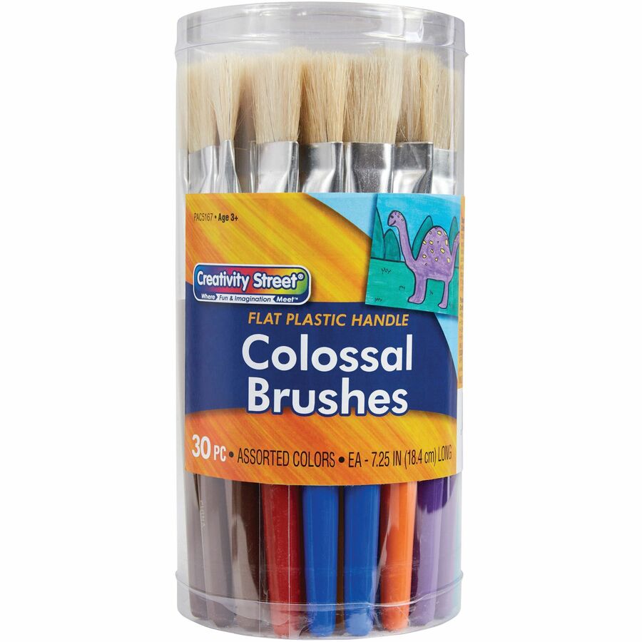 Image of Creativity Street 5167 Flat Colossal Brushes, Plastic Assorted Handle, 1 Set