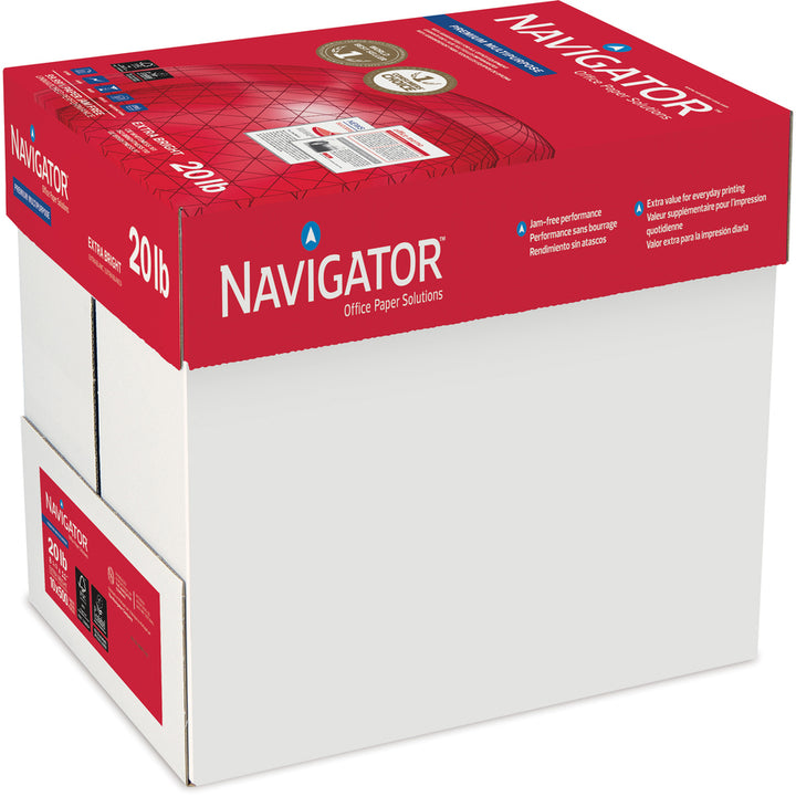 Image of Navigator® Premium Multipurpose Copy Paper, 97 Bright, 20 lb Bond Weight, 8.5 x 11, White, 500 Sheets/Ream, 10 Reams/Carton