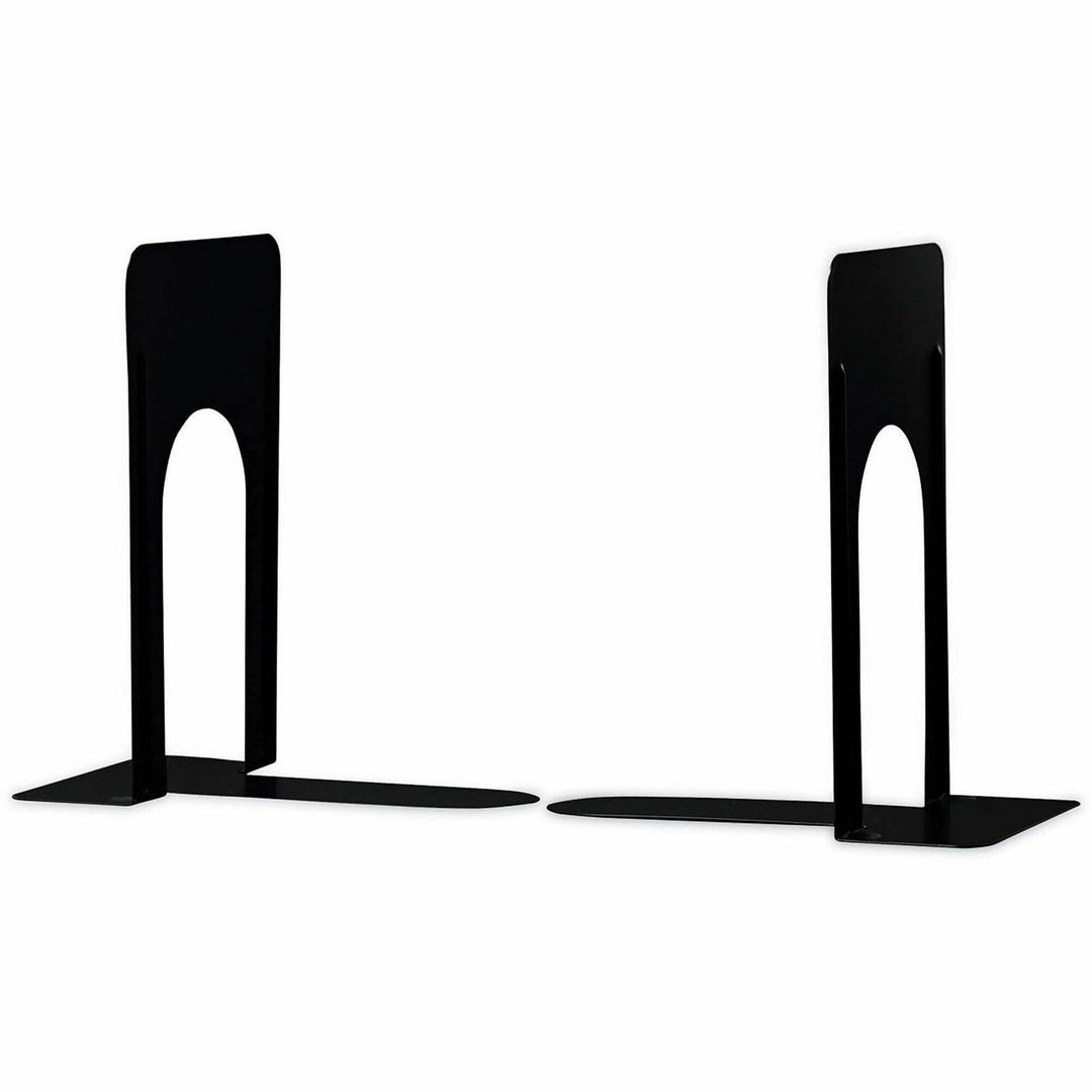 Image of Universal 54095 Bookend, 9" H x 5.88" W x 8.25" Depth, Non-skid Base, Rounded Corner, Enamel, Black, Steel, Metal, 1 Pair