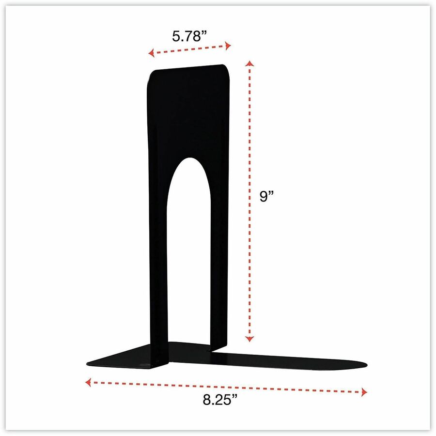Image of Universal 54095 Bookend, 9" H x 5.88" W x 8.25" Depth, Non-skid Base, Rounded Corner, Enamel, Black, Steel, Metal, 1 Pair
