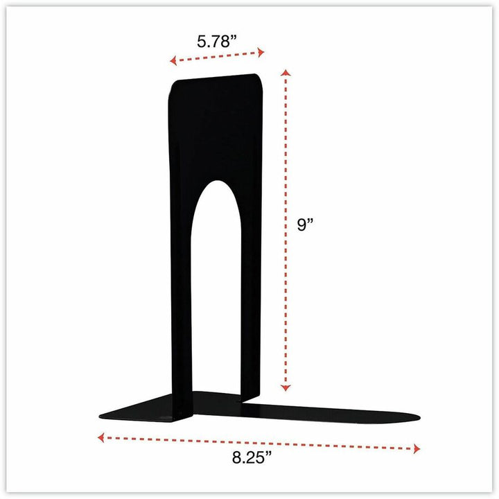 Image of Universal 54095 Bookend, 9" H x 5.88" W x 8.25" Depth, Non-skid Base, Rounded Corner, Enamel, Black, Steel, Metal, 1 Pair