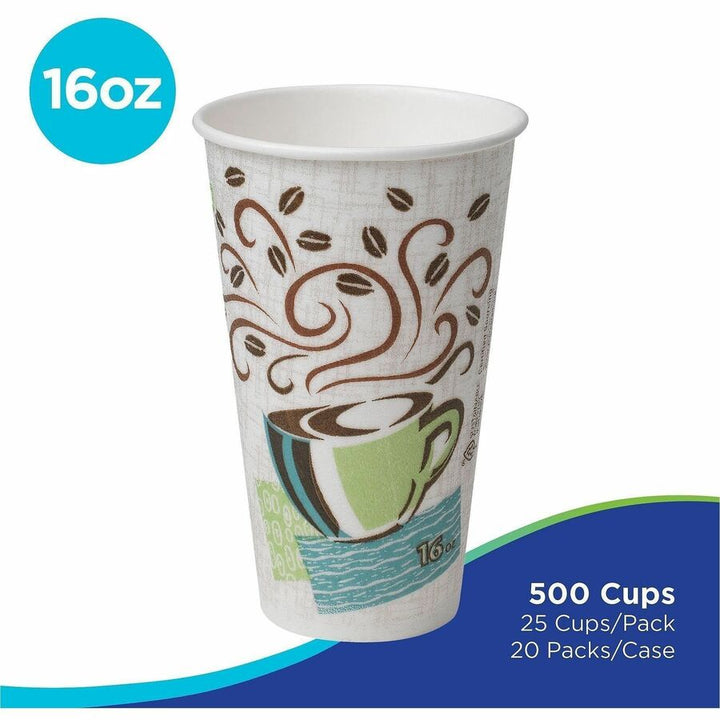 Image of Dixie 5356DX PerfecTouch 16 oz Insulated Paper Hot Coffee Cups by GP Pro, 16 fl oz, Coffee Haze, Paper, Hot Drink, Coffee, 25 / Pack