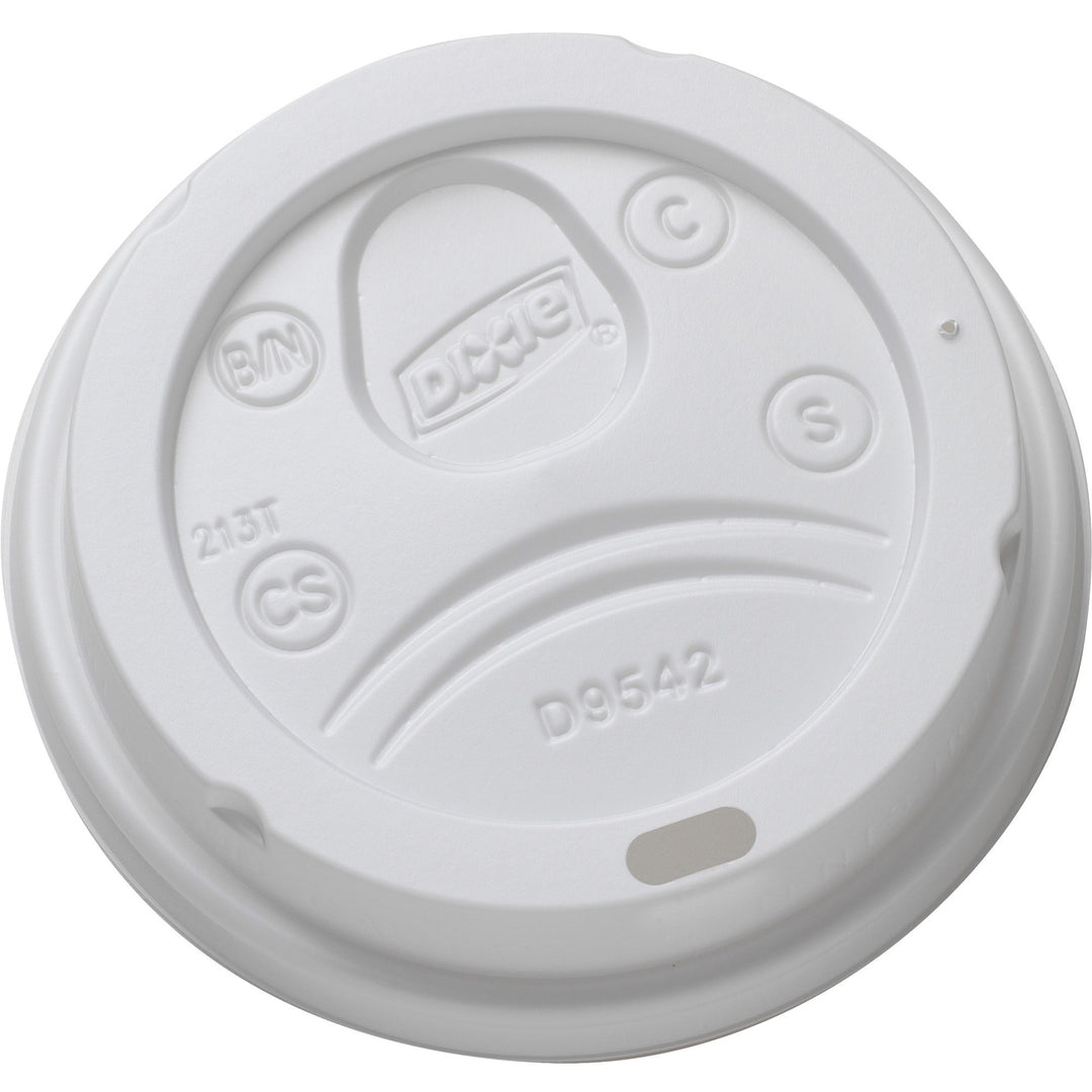 Image of Dixie D9542 Drink-thru Lid, Round, Plastic, White, 100 / Pack