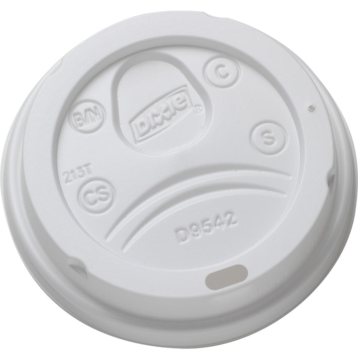 Image of Dixie D9542 Drink-thru Lid, Round, Plastic, White, 100 / Pack