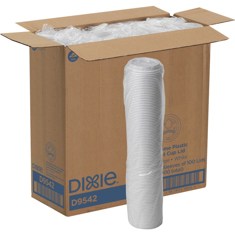 Image of Dixie D9542 Drink-thru Lid, Round, Plastic, White, 100 / Pack