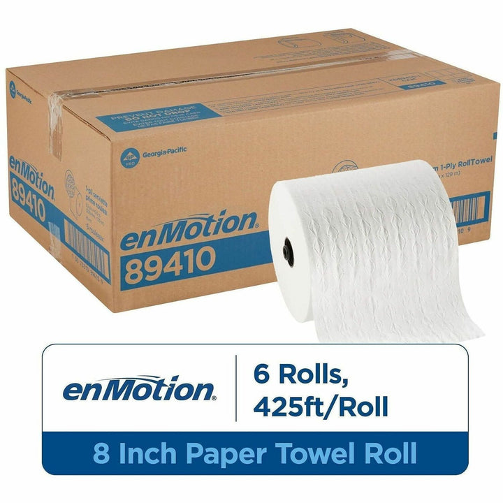 Image of Georgia-Pacific 89410 enMotion Premium Touchless Roll Towel, 1 Ply, 8.25" W x 425 ft Length, White, 6 / Carton