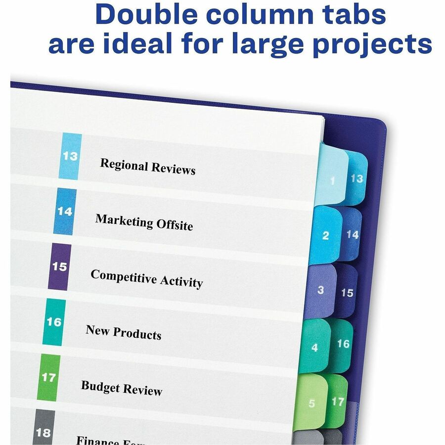 Image of Avery® Customizable TOC Ready Index Double Column Multicolor Tab Dividers, 24-Tab, 1 to 24, 11 x 8.5, White, 1 Set