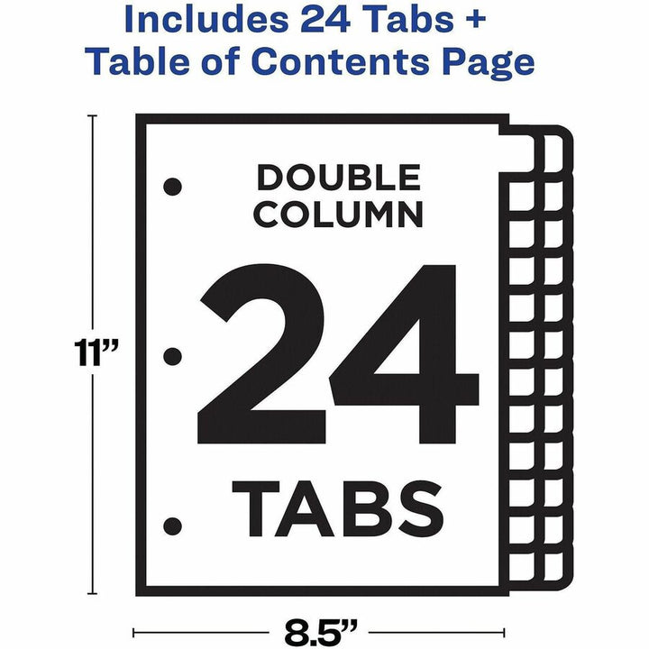Image of Avery® Customizable TOC Ready Index Double Column Multicolor Tab Dividers, 24-Tab, 1 to 24, 11 x 8.5, White, 1 Set