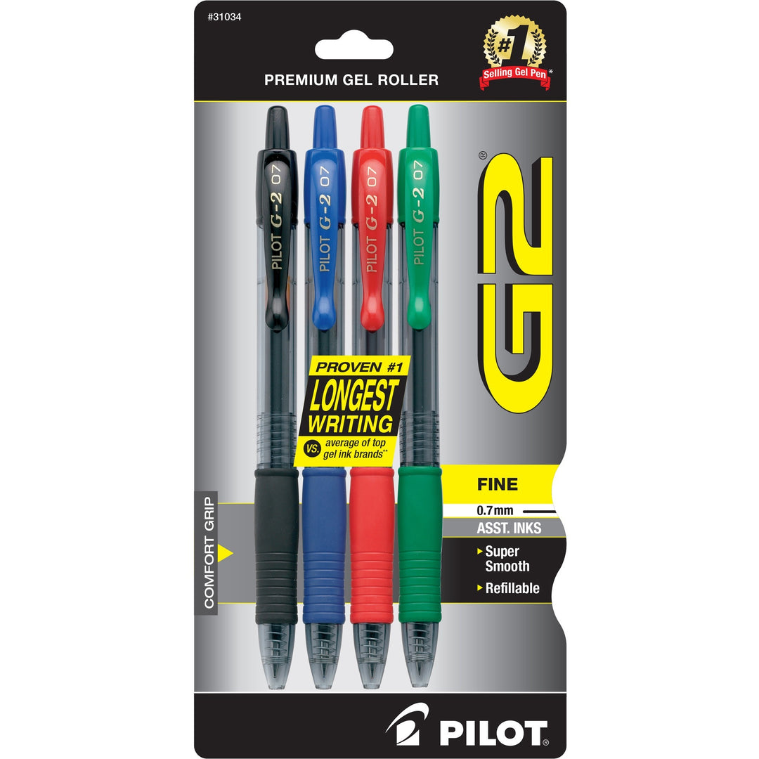 Image of Pilot® Gel Pen,Retractable/Refillable,Fine Point,4/PK,Assorted
