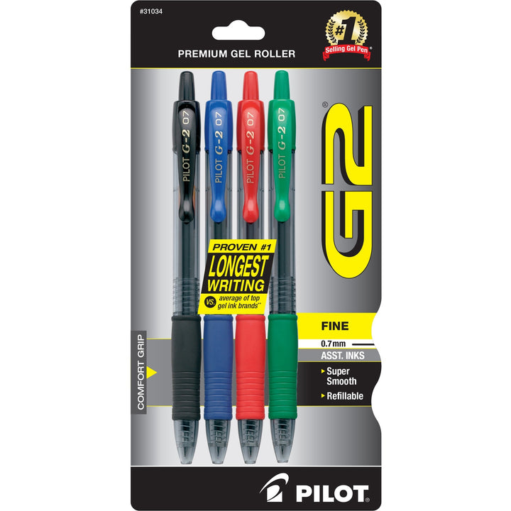 Image of Pilot® Gel Pen,Retractable/Refillable,Fine Point,4/PK,Assorted