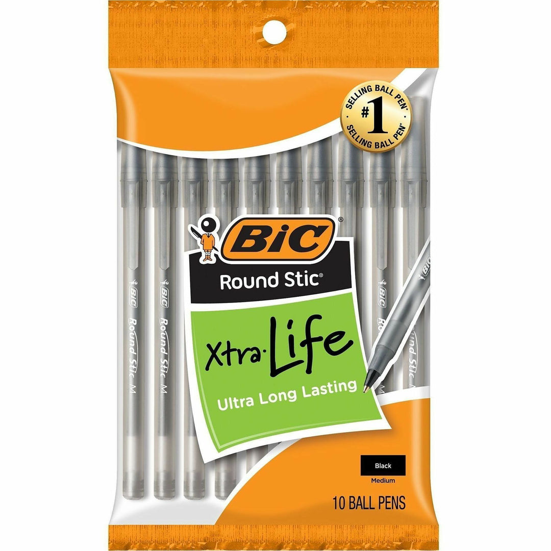 Image of BIC® Ballpoint Pens, Stick, Med Point, 10/PK, Black Ink