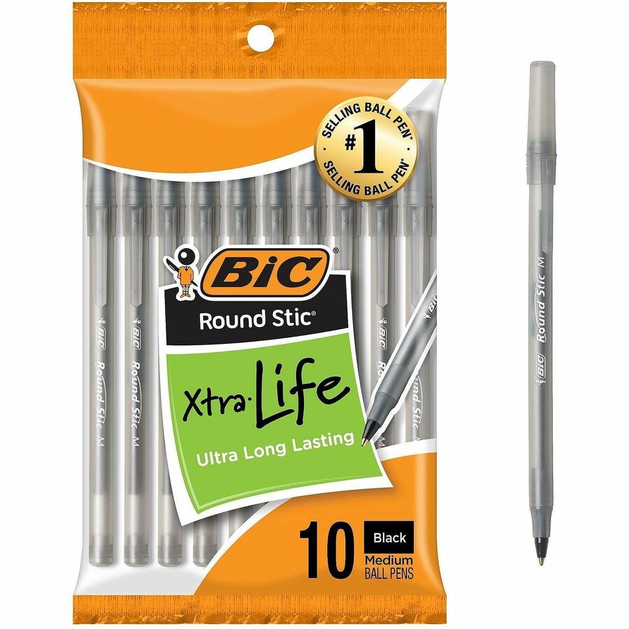 Image of BIC® Ballpoint Pens, Stick, Med Point, 10/PK, Black Ink