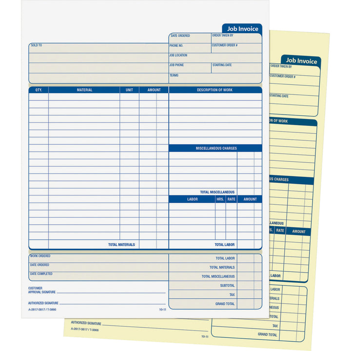 Image of Adams NC2817 Contractor Forms, 100 Sheet(s), 2 Part, Carbonless Copy, 8.50" x 11.43" Form Size, White, 1 Each