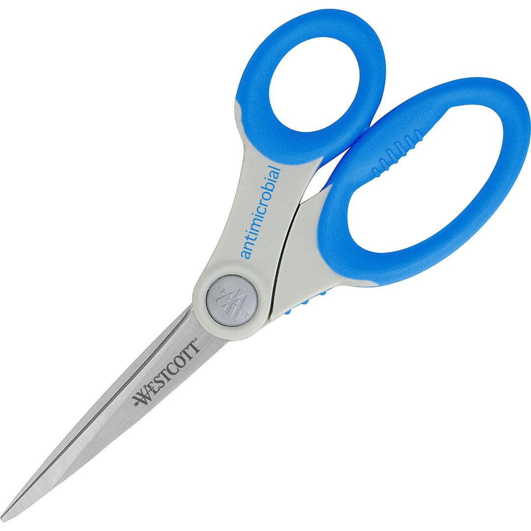 Image of Westcott® Scissors with Antimicrobial Protection, 8" Long, 3.5" Cut Length, Straight Blue Handle