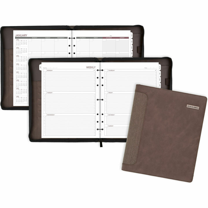 Image of AT-A-GLANCE® Planner Binder, 3/4" Rings, 3 Rings, 10-1/2"x12-1/2", Brown