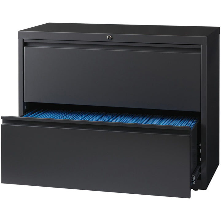 Image of Lorell Lateral File, 2-Drawer, 36"x18-5/8"x28-1/8", Charcoal